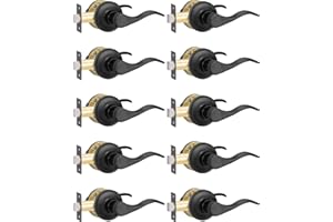 Supstron 10 Pack Passage Door Handle, Matte Black Reversible Door Lever Perfect for Interior Door and Closet, Traditional Wave Style Passage Door Lock