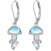 Dorunmo Animal Earrings Moonstone Earrings 925 Sterling Silver Leverback Birthday Cute Animal Jewelry Gifts for Women Friends