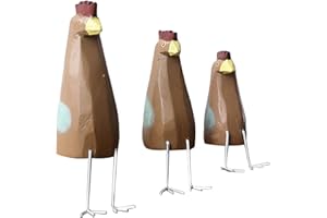 3Pieces Wooden Chicken Figurines Set for Kitchen Window Sill and Desk Book Shelf Decors Home Decoration Sculpture Home Deskto