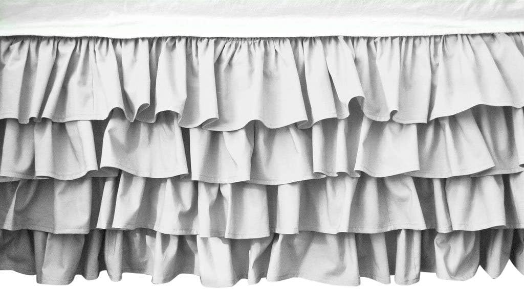 Lavish Linens 11 Inch Drop Length Queen Size Multiruffle Bed Skirt Solid Pure White - 1500 Series Brushed Microfiber Romantic Dust Ruffle - Covers Bed Legs & Frame