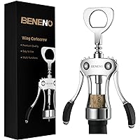 Wine Opener, Zinc Alloy Premium Wing Corkscrew Wine Bottle Opener with Multifunctional Bottles Opener, Upgrade
