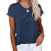 Cicy Bell Women's Short Sleeve Shirts Crewneck Loose Casual Summer Basic Tees Tops