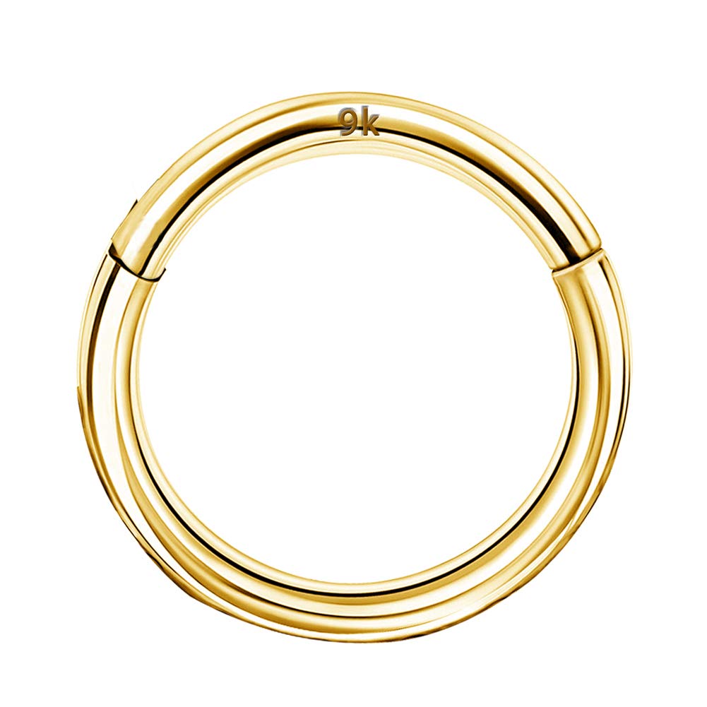 OUFER Body Piercing Helix Hoop Earring Ring Piercing Jewellery 16G 9K Solid Gold Hinged Clicker Segment Ring Lip Nose Hoop Ring Septum Daith Tragus Conch Piercing Cartilage Earring 8