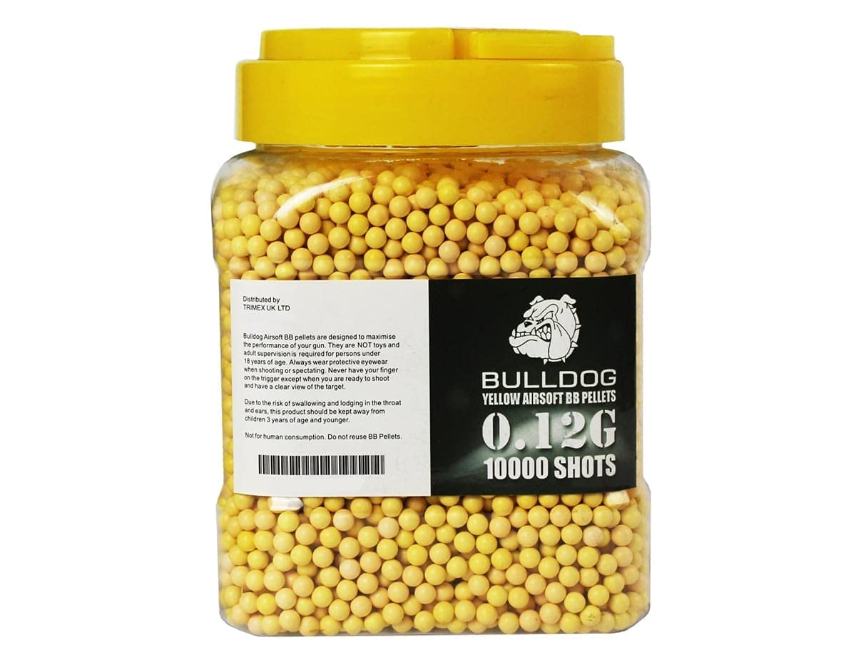 Airsoft High Grade 6mm 0.20g Biodegradable White BB Pellets High Precision Polished BBS 1000,2000,5000,10000 Shots In A Resealable Bag ALLCLEARANCEUK (Bulldog 0.12g BB Yellow 10000)
