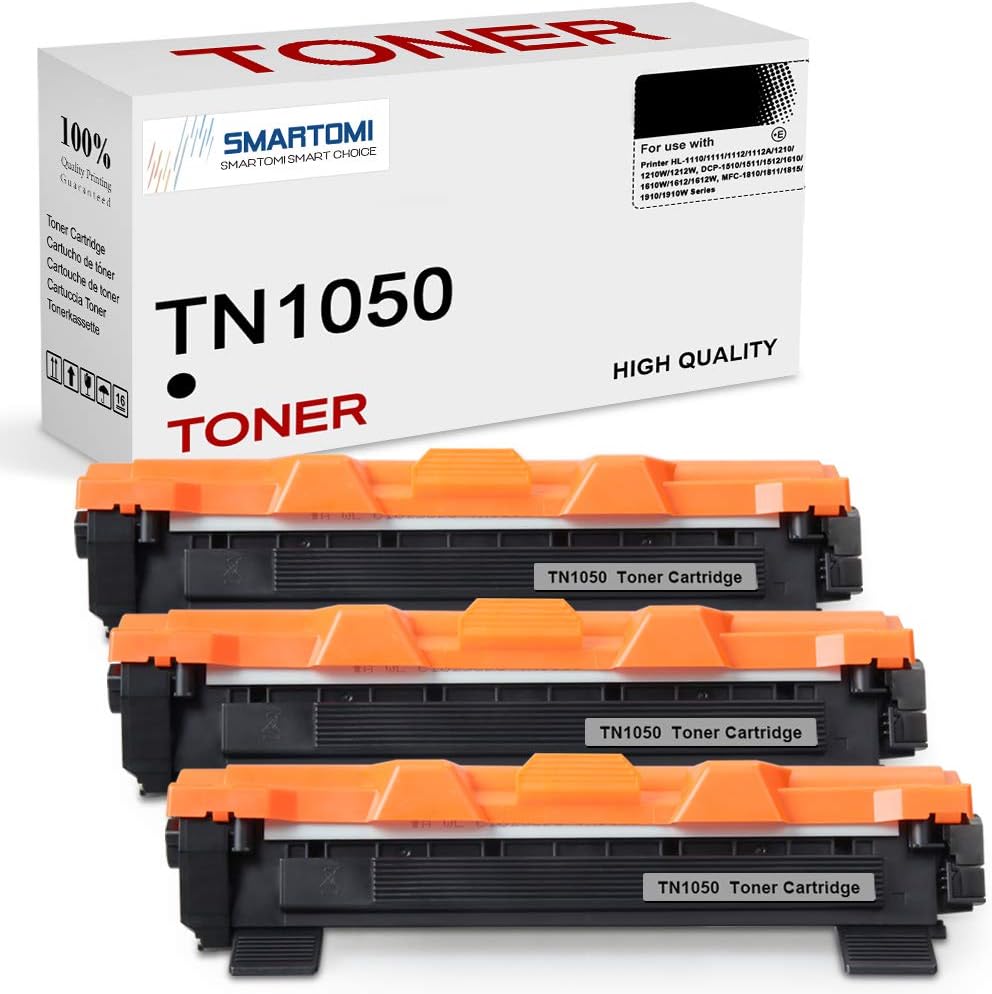 SMARTOMI TN1050 Compatible Toner Cartridges Replacement for Brother TN1050 to use with HL-1110 DCP-1510 HL-1210W DCP-1610W HL-1112 MFC-1810 HL-1212W MFC-1910W DCP-1612W DCP-1512 ( Packaging May Vary)