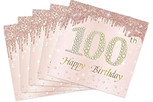 MUPLAYA 40PCS 100th Birthday Napkins Rose Gold Theme 100 Year Old Birthday Decorations for Women natal day Wedding Anniversary Party Supplies 2-Ply