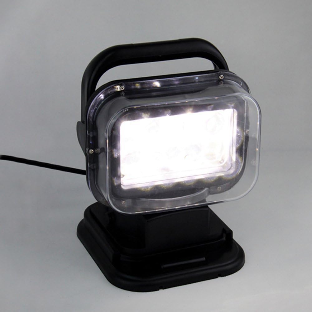 1pcs Black 12v 24v 50w 360 CREE LED Rotating Remote Control Search Work Light Spot for Hummer Jeep Off-Road Vehicles Trucks Car Boat SUV Home Security Emergency Search Lighting: Automotive