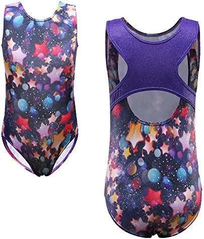 HUAANIUE Girl Dance Gymnastics Printing Tank Leotard