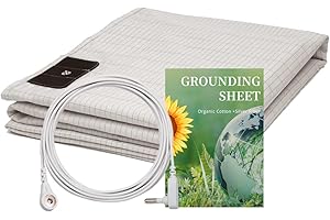 KLASLAV Grounding Sheets with Silver Fiber Organic Cotton Grounding Cord Natural Health White (76 * 80IN)