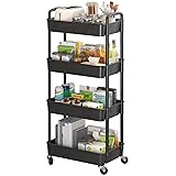 Sywhitta 4-Tier Plastic Rolling Utility Cart with