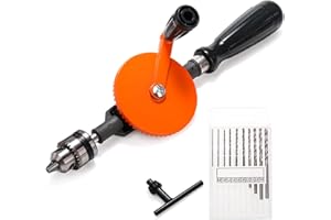 Cididu Manual Hand Drill 1/4-Inch Capacity, Speedy Hand Drill Set with 10 Pcs Drill Bits, Small Handheld Drills with Precisio
