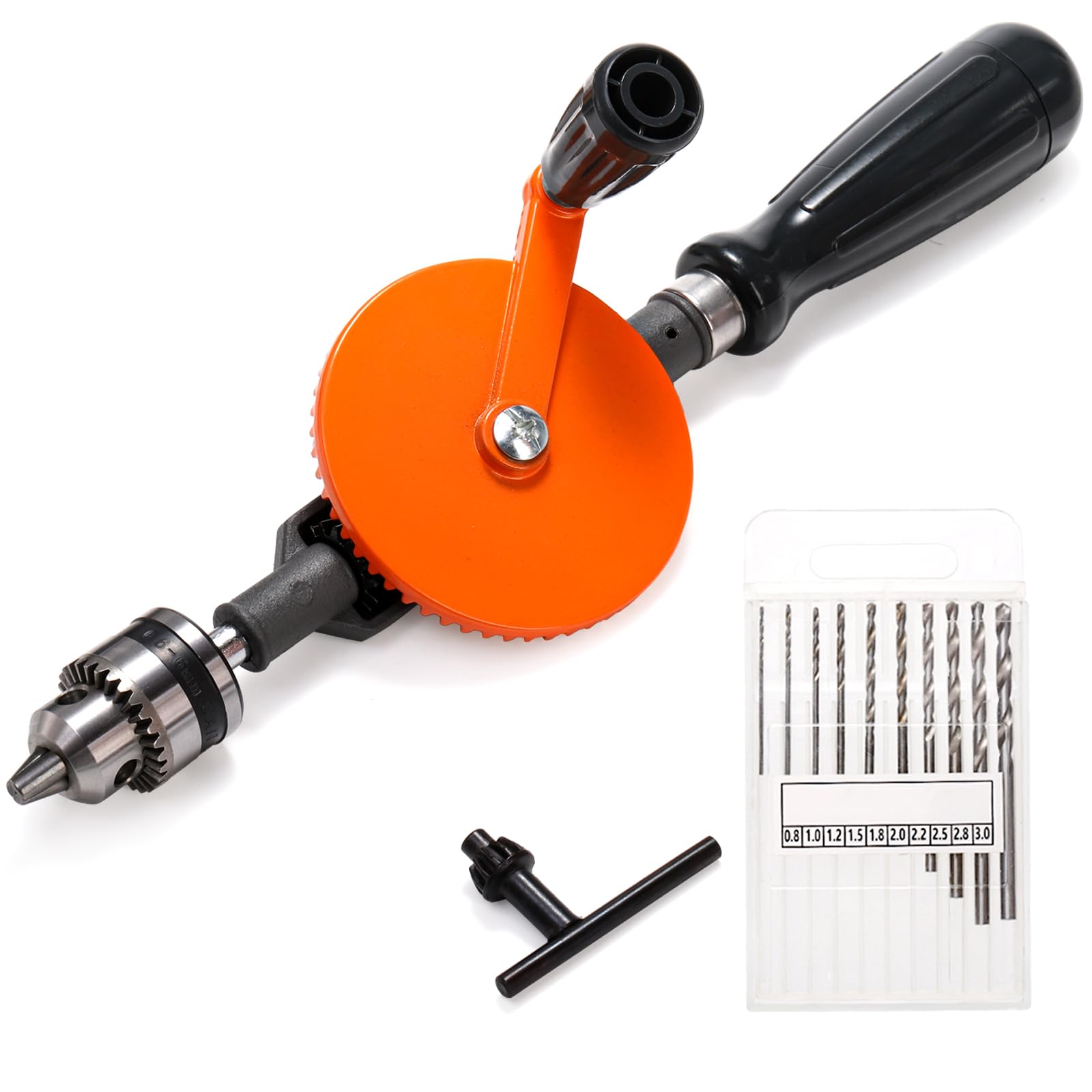 Photo 1 of Cididu Manual Hand Drill 1/4-Inch Capacity, Speedy Hand Drill Set with 10 Pcs Drill Bits, Small Handheld Drills with Precision Drill Chucks for Wood, Plastic, Model Making and DIY Drilling