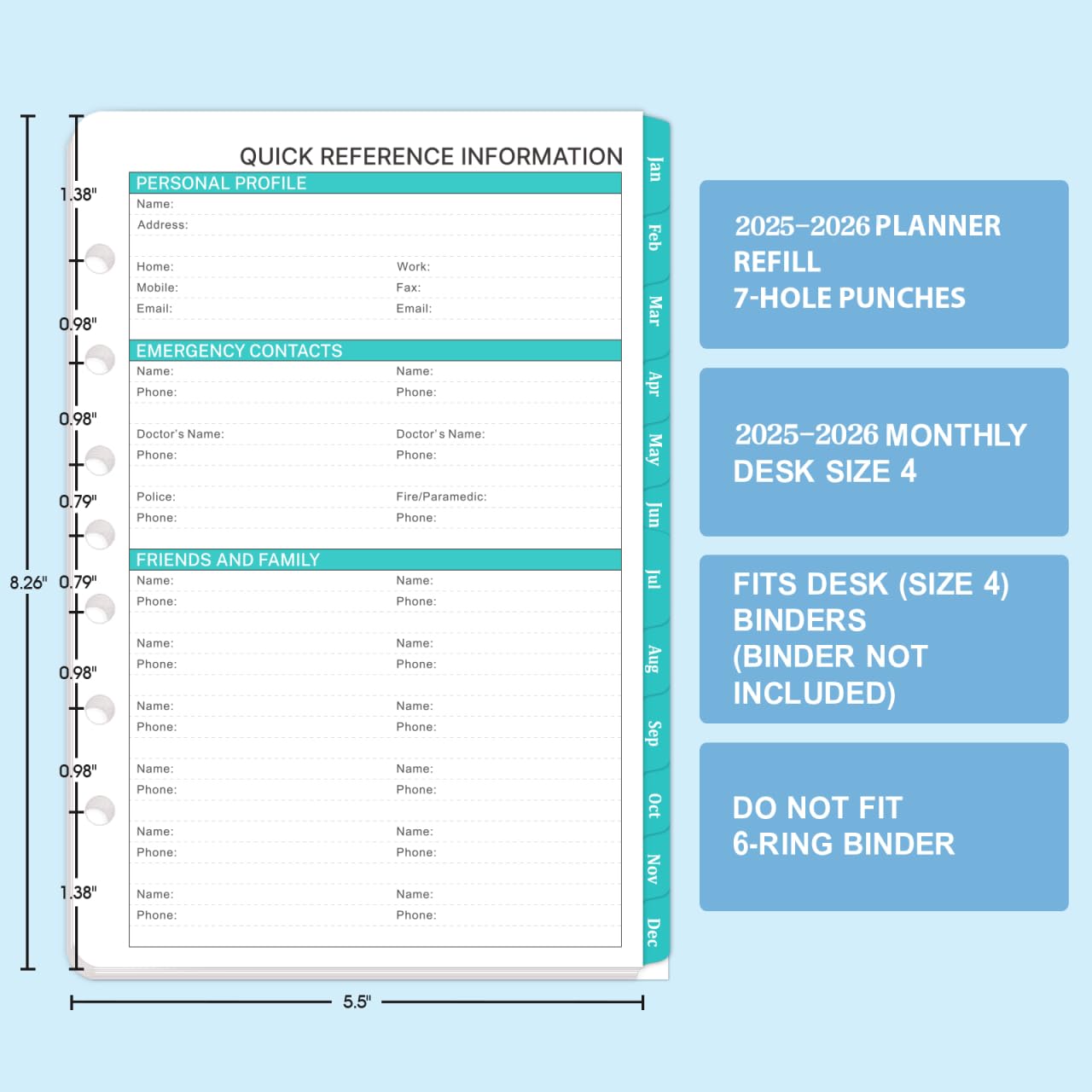 Mua 2026-2027 Monthly Planner Refill - Planner Inserts with 7-Hole ...