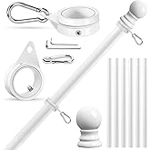 Flag Poles for Outside House Porch Wall Mount, REERON 7 FT No Tangle Stainless Steel Spinning Flagpole Kit with 360° Rotating 1" Metal Flag Pole Ring Clips for 3x5' 4x6' American Flag, Without Bracket
