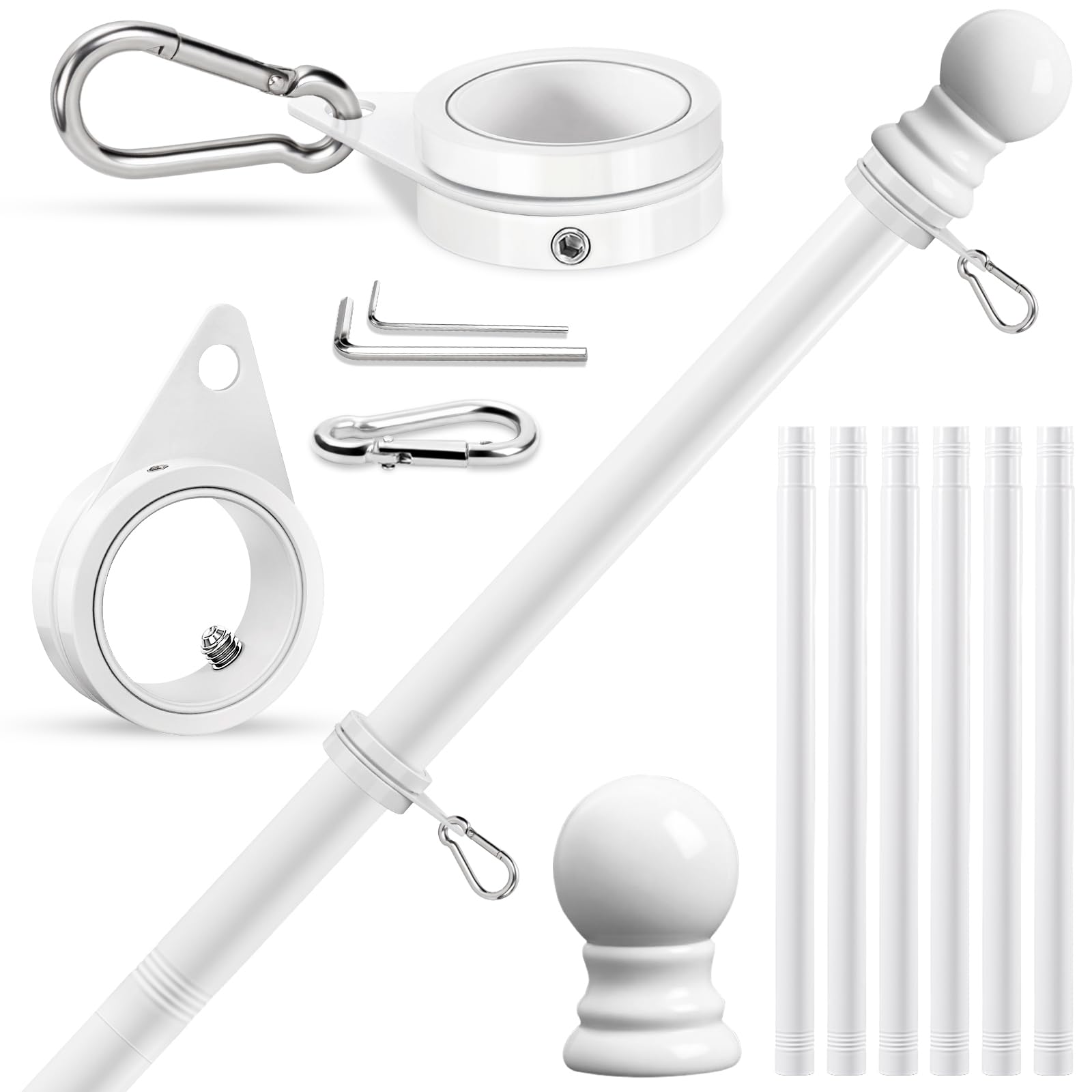 Photo 1 of ***MISSING PARTS***
Flag Poles for Outside House Porch Wall Mount, REERON 7 FT No Tangle Stainless Steel Spinning Flagpole Kit with 360° Rotating 1" Metal Flag Pole Ring Clips for 3x5' 4x6' American Flag, Without Bracket