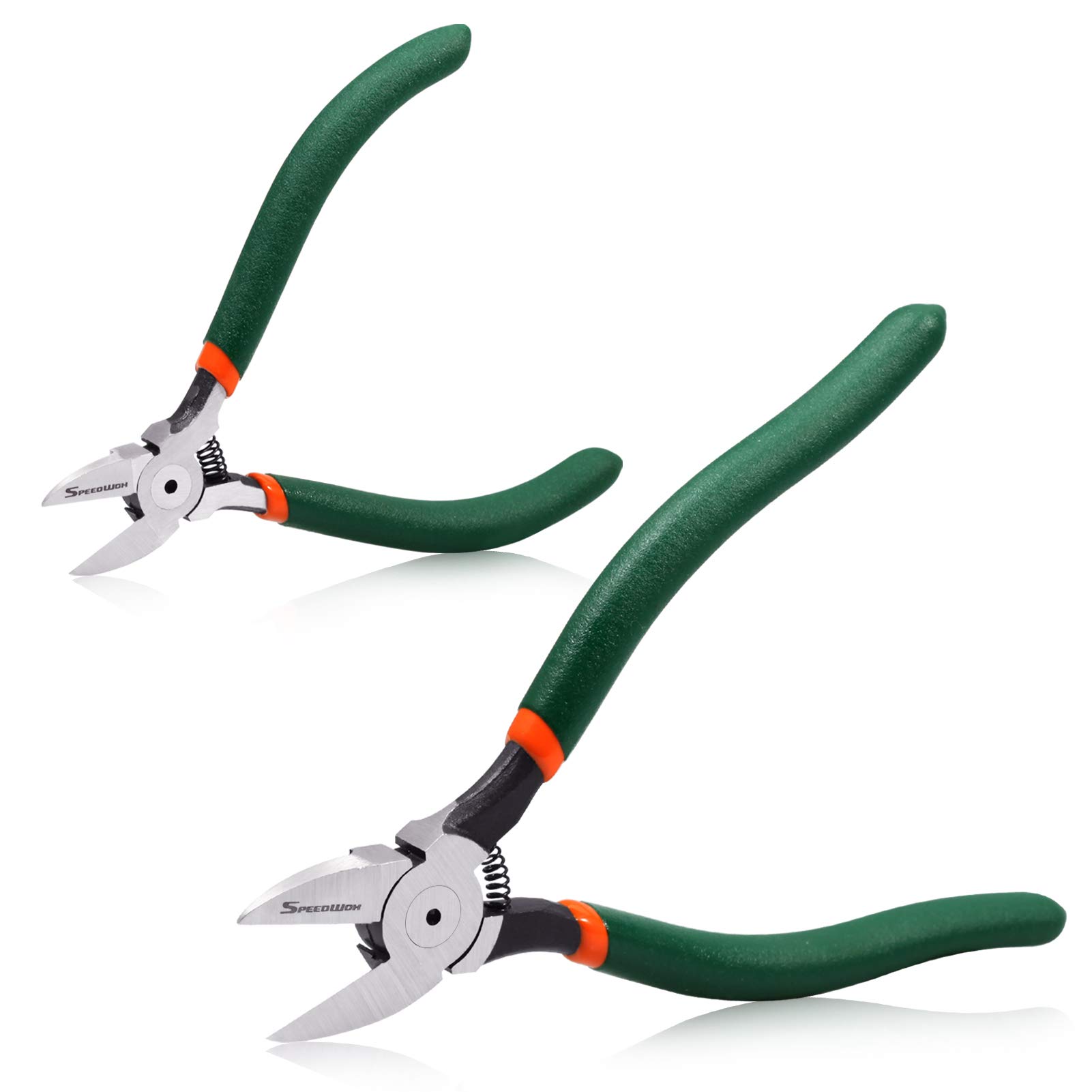 SPEEDWOX 2 Pcs Diagonal Cutters Set Flush Cutter Set Side Cutter Set Flush Cutter Pliers Set with Spring Functional Precision Tools for Cutting Electronics Wires Jewelry DIY and Handmade