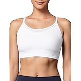 Yvette Women's Lightweight Sports Bra 3D Fixed Cup - Mesh Yoga Workout Top with Spaghetti Strap