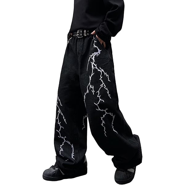 Amazon.com: Y2K Jeans Men's Hip Hop Vintage Skull Embroidery