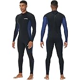 Lansru Men Wetsuit, 5/4mm Upgrade CR Neoprene Wetsuits for Men, Ideal Thermal Wet Suit in Cold Water, Back Zip for Surfing Snorkeling Diving Swimming