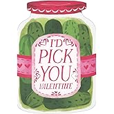 Sellers Publishing RSVP I'd Pick You: Bottle of Dill Pickles with Pink Label Romantic, Funny/Humorous Valentine's Day Card