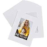 30 Packs White Picture Mats 8x10 Pre-Cut Mats for 5x7 Photos - White Core Bevel Cut Frame Matte, Acid Free, Ideal for Frames, Artwork and Prints