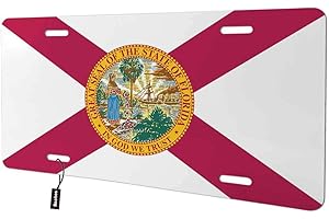 Beabes Florida State Flag Front License Plate Sunshine State Emblem Decorative License Plates for Car Aluminum Novelty Auto Car Tag Vanity Plates Gift 6x12 Inch for Men Women