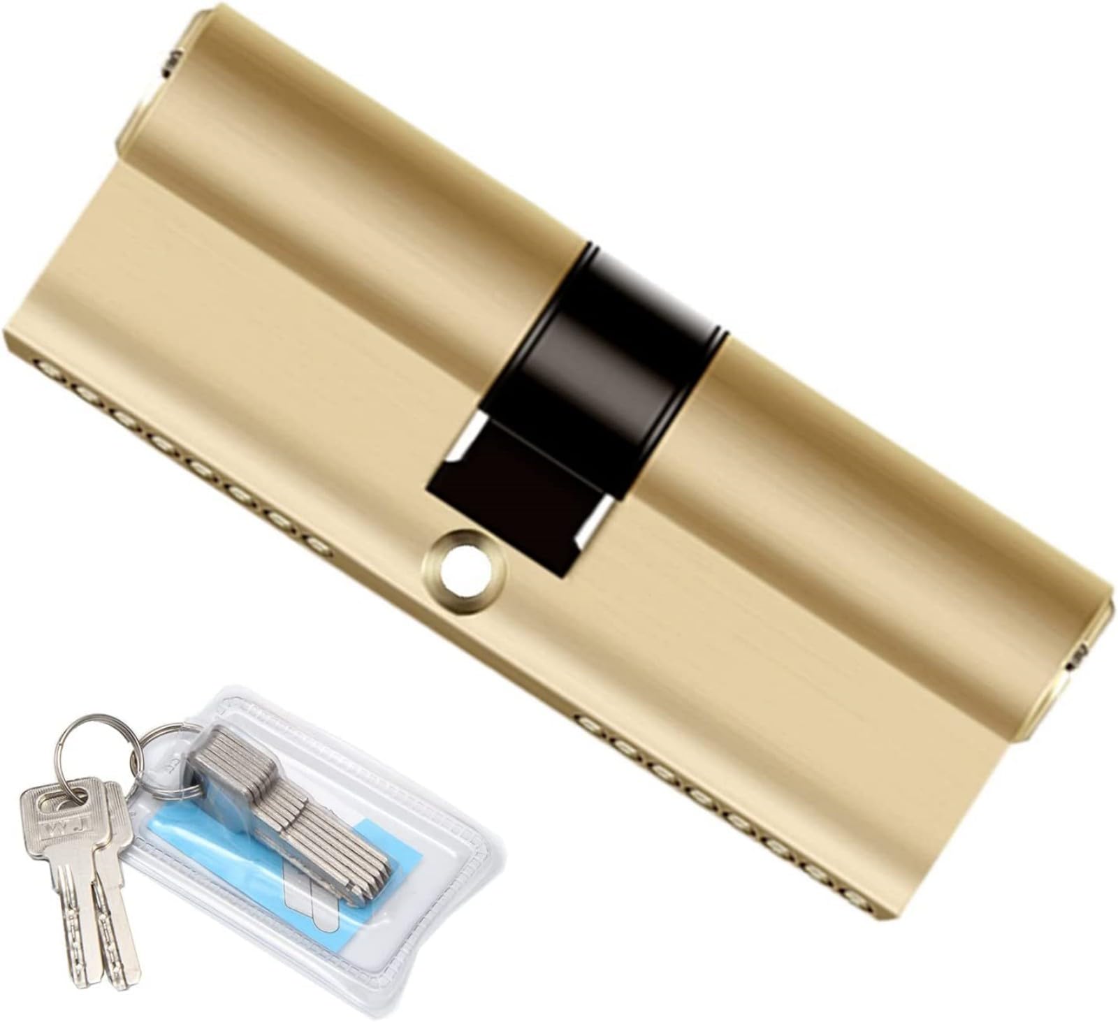 Brass 32.5/32.5 Euro Cylinder Lock (65mm), Euro Door Barrel Lock with 8 Keys, Anti-Bump, Anti-Drill and Anti-Pick Door Lock with Key