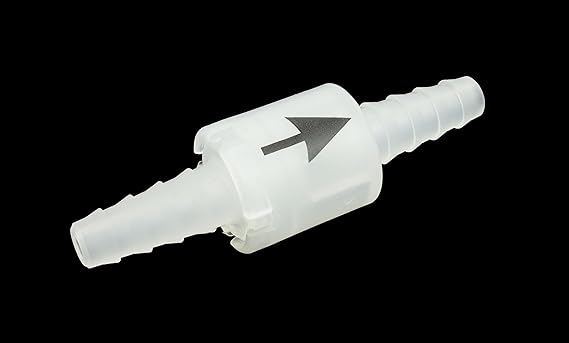 Rückschlagventil für 8 bis 10mm Innendurchmesser Schläuche zum Anschluss an Kondenstrockner und Waschmaschine bedruckt (8 bis