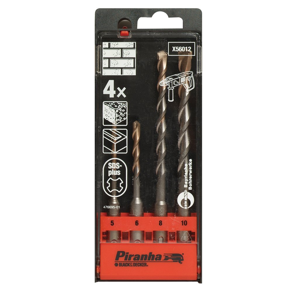 Piranha 5/6/8/10mm Masonry SDS Connection Drill Bit Set