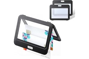 Uniclife 3 Pack ID Badge Holder with Double-Sided Windows Horizontal Hard Plastic Case Black Card Protector Pouch for Office School ID Credit Cards Proximity Key Cards Driver’s Licenses and Passes