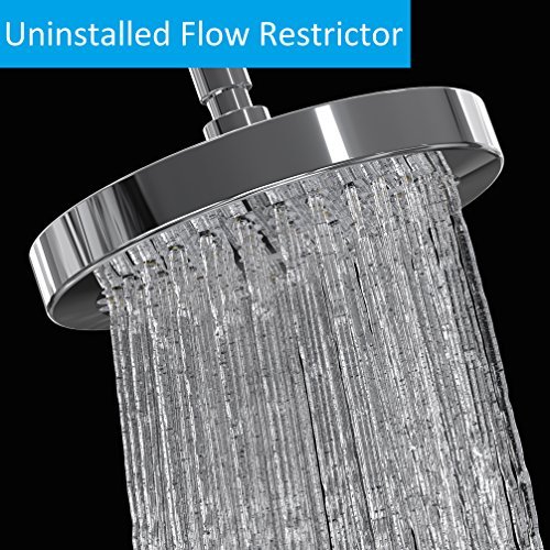 Shower Head - Adjustable Rainfall Shower Head Unit, 6 Inch Chrome Shower Nozzle for High Pressure Spa Shower, Waterfall Effect Experience, Quick/Easy Installation