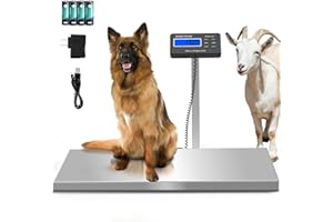 SASVY Livestock Animal Scale 1100lb x 0.2lb Pet Weight Scale for Large Dogs Pigs Goats Sheep Digital Postal Shipping Scale with 40.5"x20.9" Large Stainless Platform Display Stand Rod