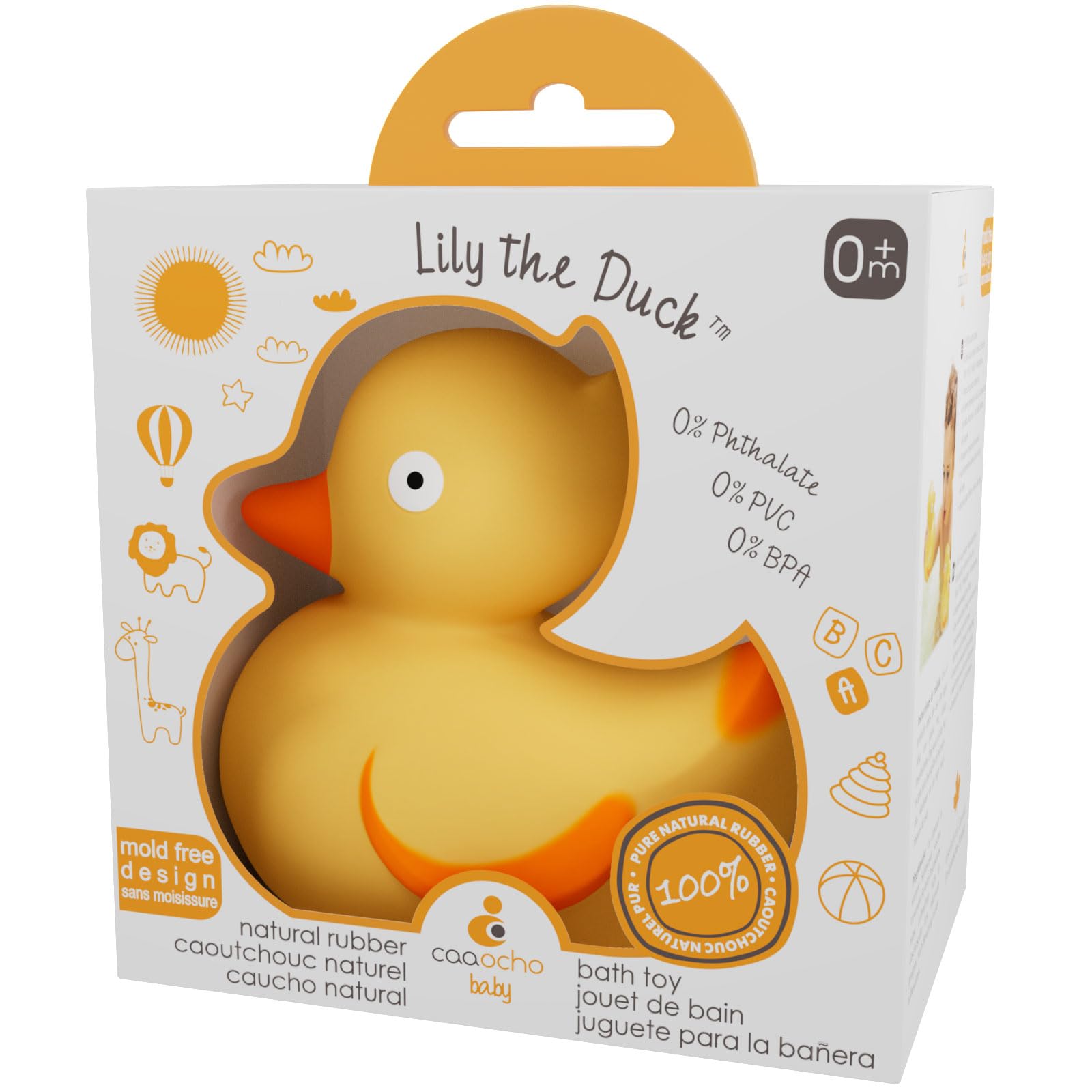 Photo 1 of CaaOcho Pure Natural Rubber Bath Toy - Rubber Ducky Lily The Duck Baby Toy - Hole Free Bath Toys, BPA Free Bath Toys for Infants, Without Holes Sealed Natural Rubber Baby Toy