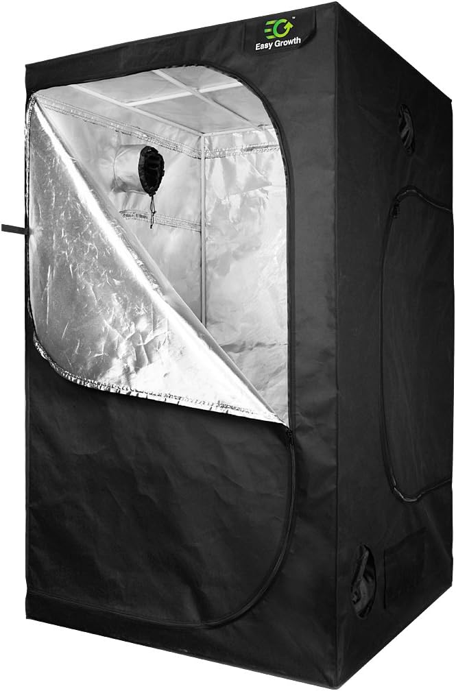 EasyGrowth 40"x40"x80" Reflective Mylar Hydroponic Grow Tent with Waterproof Floor Tray for Indoor Plant Growing