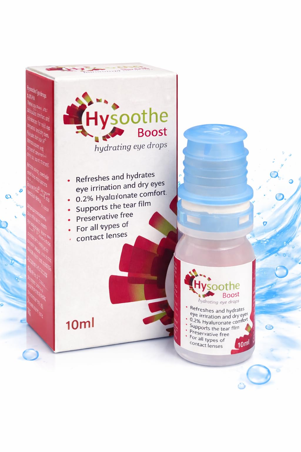 Hysoothe Boost 0.2% Sodium Hyaluronate Eye Drops 10ml – Preservative Free Lubricating Drops for Dry Eyes, Long-Lasting Hydration, Contact Lens Compatible, Tear Film Support