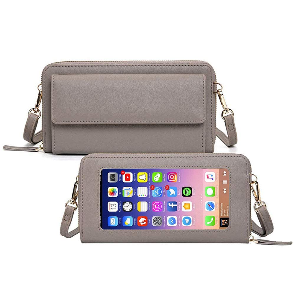 Women leather Wristlet Shoulder Crossbody Phone Bag, RFID Blocking Cell Phone Wallet Purse Handbags with Credit Card Slots