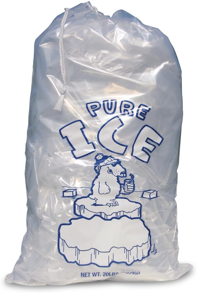 PB-ICE-20DS 20 lbs Polar Bear Icebags with Drawstring, 24" Length, 14.5" Width (Case of 250)