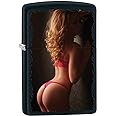 Zippo Lighter: Sexy Pin-Up Girl in Red Lingerie - Black Matte 79563