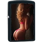Zippo Lighter: Sexy Pin-Up Girl in Red Lingerie - Black Matte 79563