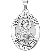 PicturesOnGold.com Saint Jessica Religious Oval Medal - 1/2 X 2/3 Inch Size of Dime, Sterling Silver