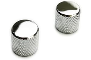 OVSAL 2PCS Electric Bass Guitar Knobs Flat Top Metal Guitar Volume Tone Knobs for Strat Telecaster Jazz Les Paul (Chrome)