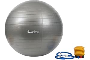 Wellrox Exercise Ball with Pump, Yoga Ball, Exercise Ball, Pregnancy Ball, Balance Ball, Birthing Ball, Yoga Ball Chair, Stability Ball, Yoga Ball Pregnancy, Workout Ball, Therapy Ball, 21.6 Inch