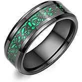 Adreamz 8mm Black Tungsten Carbide Ring for Men Women Red Carbon Fiber Celtic Dragon Inlay Knot Promise Wedding Band Beveled Edges Polished Comfort Fit