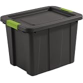 Sterilite Latching Tuff1 Tote Containers w/Lids, 18 Gallon, 6-Pack | Flat Gray, Large Plastic Storage Bins - Heavy-Duty Stackable Organizer Boxes for Home, Office, Basement, Closet, &amp; Garage