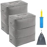 HZQDLN Travel Foot Rest Pillow, Portable Inflatable with Double Hand Pump Adjustable Three Layers Height Pillow for Foot Rest on Airplanes,Cars,Buses,Trains,Office to Sleep on Long Trip