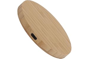 Funien Wireless Charger 15W Fast 8MM Transmission for Note 8 S8 S10 for Home Bamboo Wood