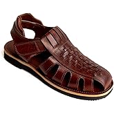 Mexico en la Piel Men’s Leather Fisherman Huarache Sandals – Handmade in Mexico, Closed Toe, Adjustable Hook-and-Loop Strap, Lightweight EVA Sole, Comfortable and Durable Casual Shoes