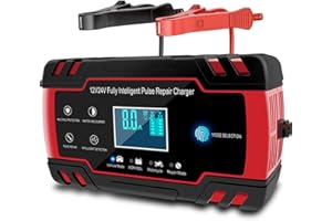 Chargeur de batterie intelligent automatique, portable 12 V/8 A 24 V/4 A, chargeur intelligent à rotation lente pour voiture,