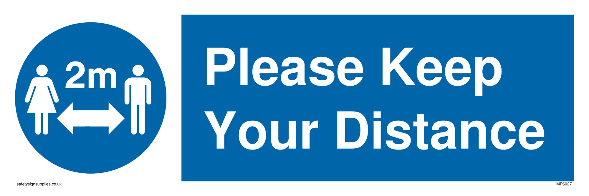 Pack of five - Please Keep Your Distance withsocial distancing symbol Sign - 300x100mm - L31