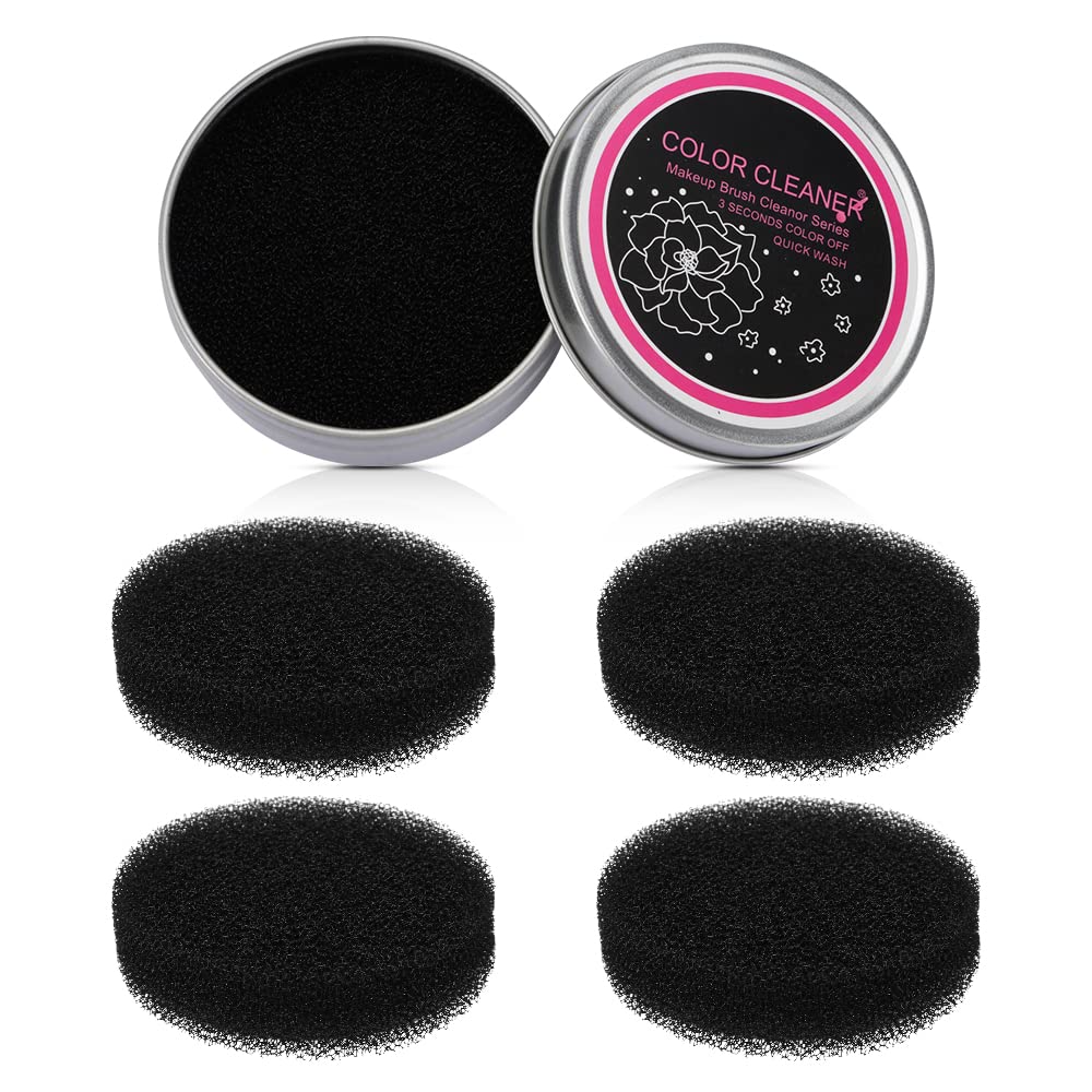 Homo Trends Makeup Brush Cleaner, 1PC Makeup Brushes Cleaner Box and 4Pcs Makeup Brush Quick Cleaner Sponge for Makeup Brushes Quick Dry Cleaning Lazy Artifact